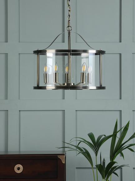 Laura Ashley Harrington 5 Arm Ceiling Light, Antique Brass - view 2, Antique Brass