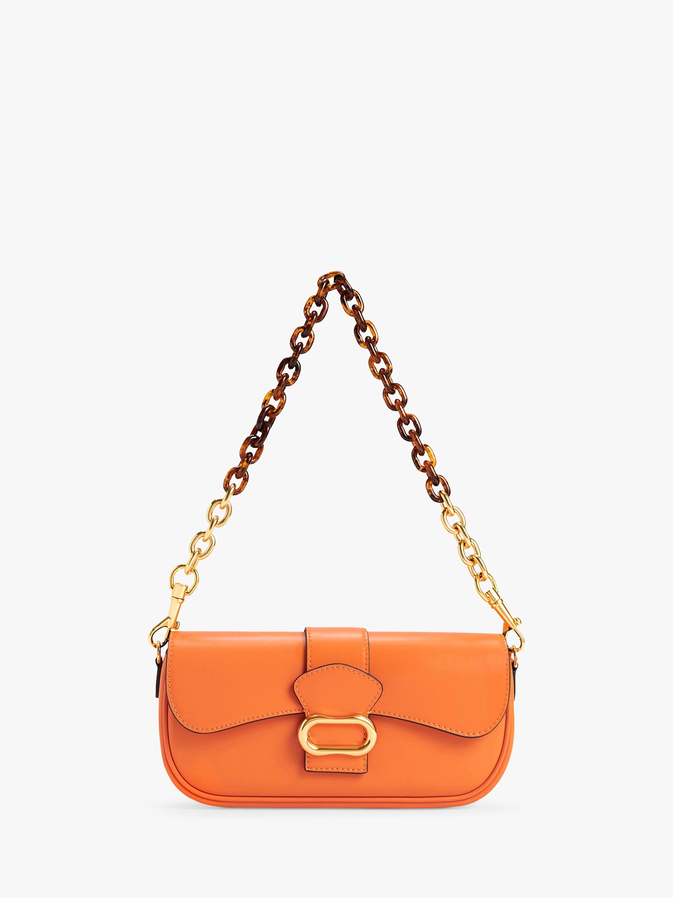 CHARLES & KEITH Daki Small Faux Leather Shoulder Bag, Orange