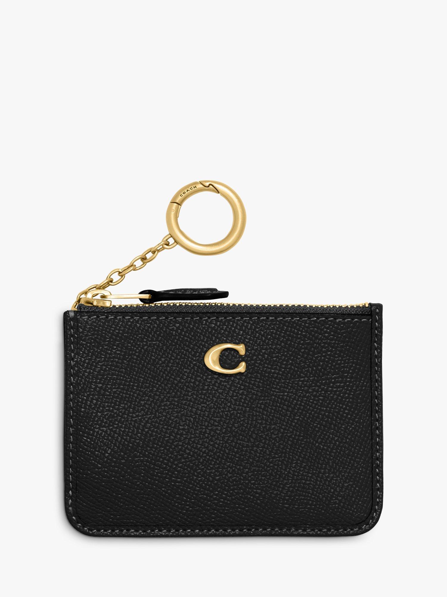 Coach Cross Grain Leather Mini ID Skinny Purse, Black