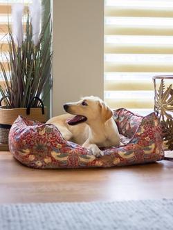 Morris & Co. Strawberry Thief Dog Bed, Red, Red