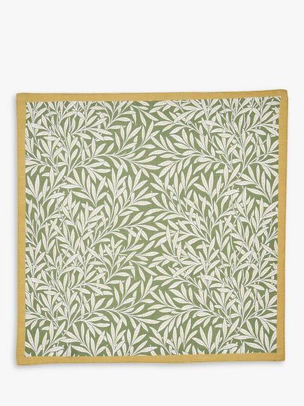 Morris & Co. Willow Boughs Cotton Napkins, Set of 2, Green, Green