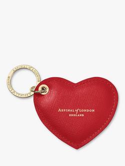 Aspinal of London Heart Leather Keyring, Scarlet, Scarlet