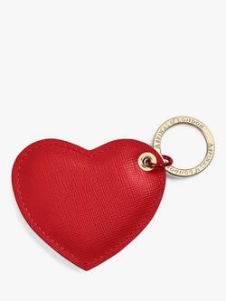 Aspinal of London Heart Leather Keyring, Scarlet - view 2, Scarlet