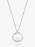 Dower & Hall Freshwater Pearl Open Circle Beaded Pendant Necklace, Silver