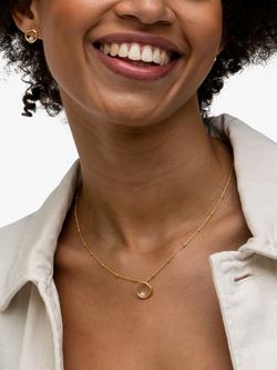 Dower & Hall Freshwater Pearl Open Circle Beaded Pendant Necklace - view 2, Gold