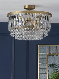 Laura Ashley Rhosill Semi Flush Ceiling Light, Antique Brass - view 2, Antique Brass