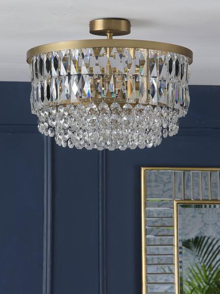 Laura Ashley Rhosill Semi Flush Ceiling Light, Antique Brass - view 2, Antique Brass