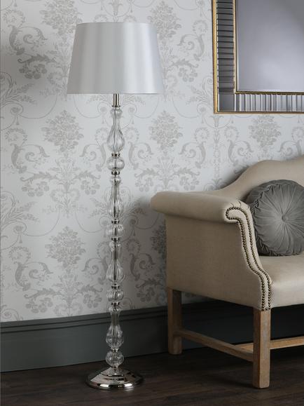 Laura Ashley Bradshaw Floor Lamp, Polished Nickel - view 2, Polished Nickel