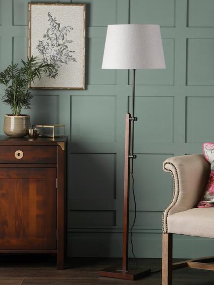 Laura Ashley Burdale Wooden Floor Lamp Base, Antique Brass - view 2, Antique Brass