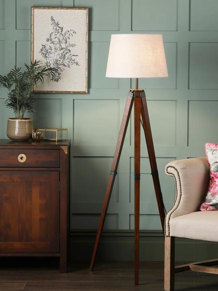 Laura Ashley Burdale Tripod Floor Lamp, Antique Brass, Antique Brass