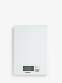 John Lewis Glass Platform Digital Kitchen Scale, 5kg, White, White
