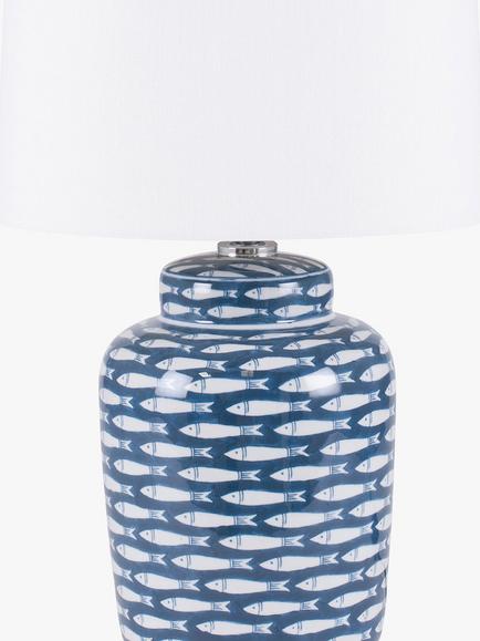 Pacific Shoal Fish Ceramic Table Lamp, Blue - view 2, Blue