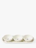 Sophie Conran for Portmeirion Lavandula Porcelain 3 Dip Bowls & Tray Set, White