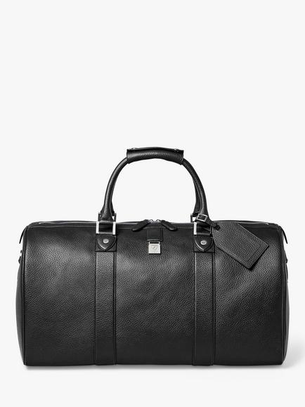 Aspinal of London Boston Pebble Grain Leather Holdall Bag, Black