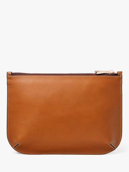 Aspinal of London Large Ella Smooth Leather Pouch - view 2, Tan