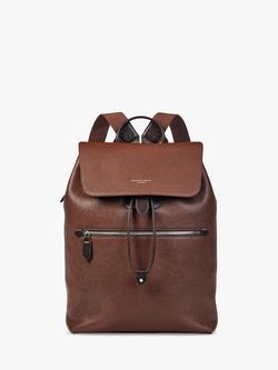 Aspinal of London Reporter Leather Backpack, Tobacco
