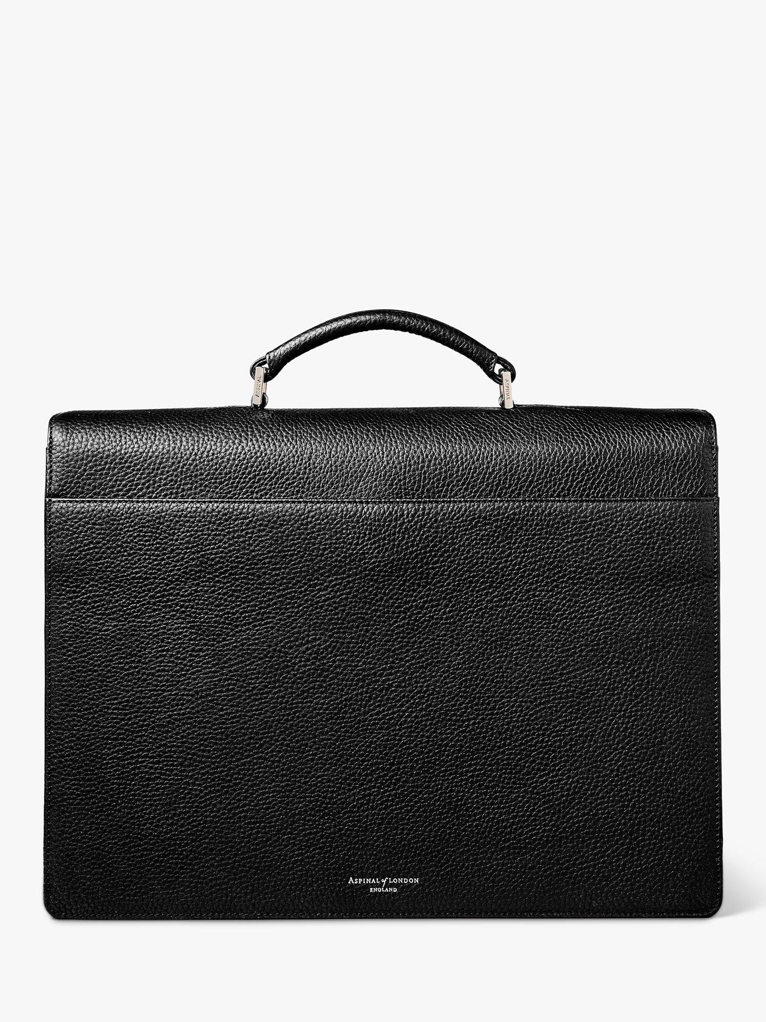 Aspinal of London City Leather Laptop Briefcase Black