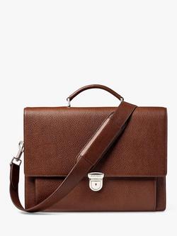 Aspinal of London City Leather Laptop Briefcase, Tobacco