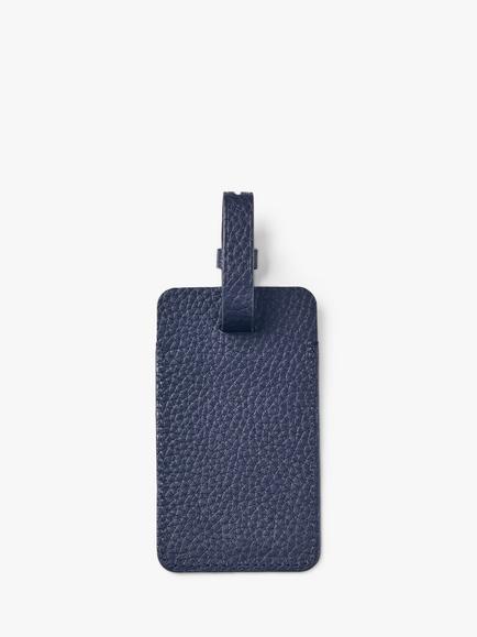 Aspinal of London Pebble Leather Luggage Tag - view 2, Navy