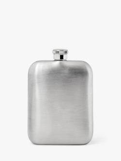 Aspinal of London Pebble Full Grain Leather Stainless Steel 5oz Hip Flask - view 2, Black