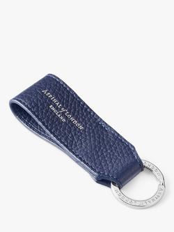 Aspinal of London Small Pebble Leather Loop Keyring - view 2, Navy