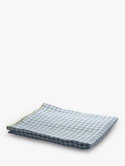 Piglet in Bed Gingham Linen Tablecloth - view 2, Warm Blue