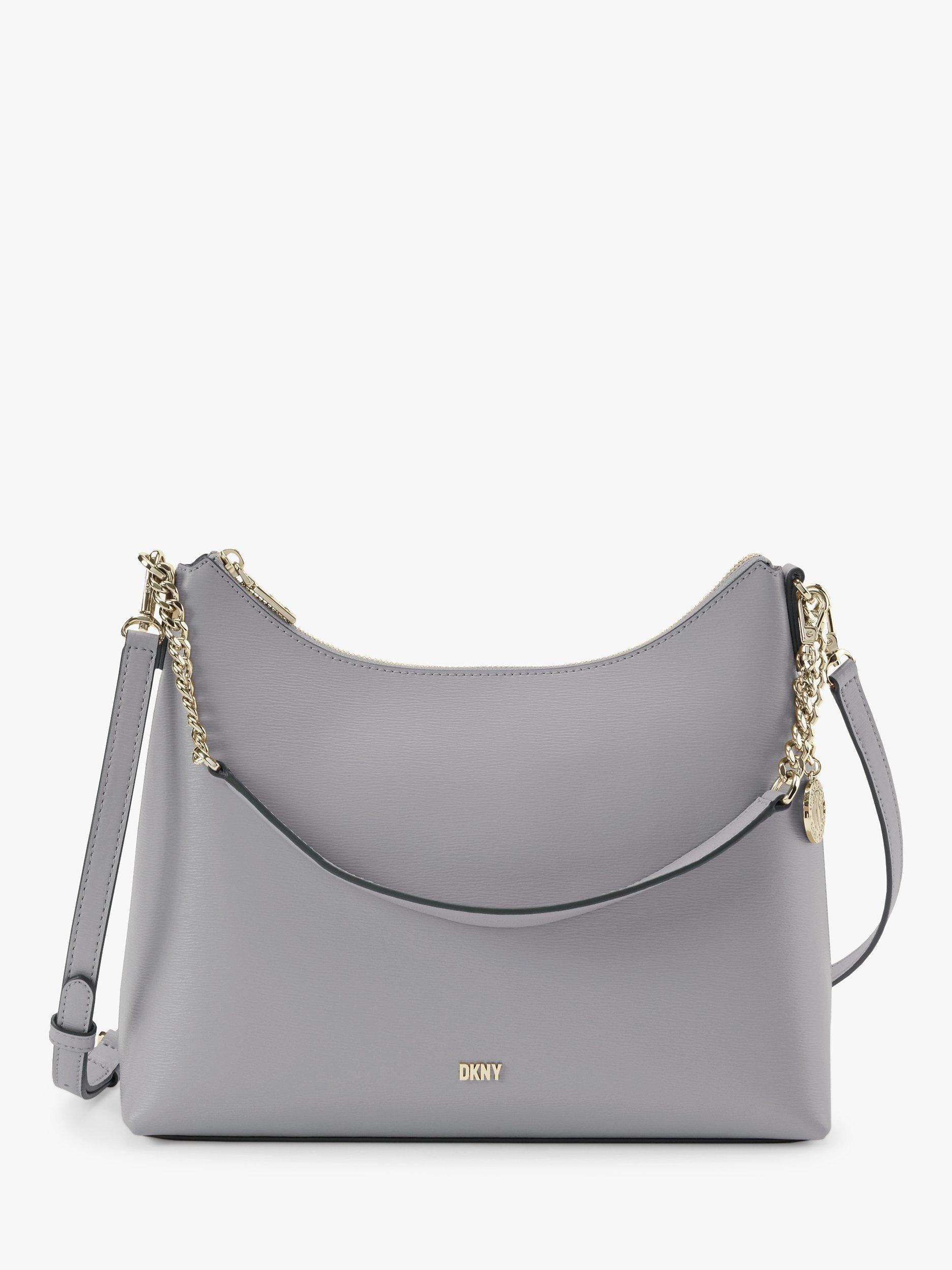 DKNY Bryant Leather Hobo Bag, Grey Melange