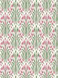 John Lewis Violet Cotton Lawn Heritage Fabric, Green/Pink