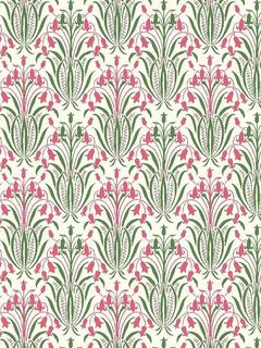 John Lewis Violet Cotton Lawn Heritage Fabric, Green/Pink