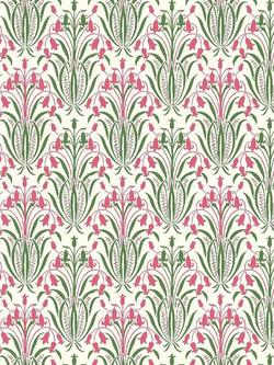 John Lewis Violet Cotton Lawn Heritage Fabric, Green/Pink, Green/Pink