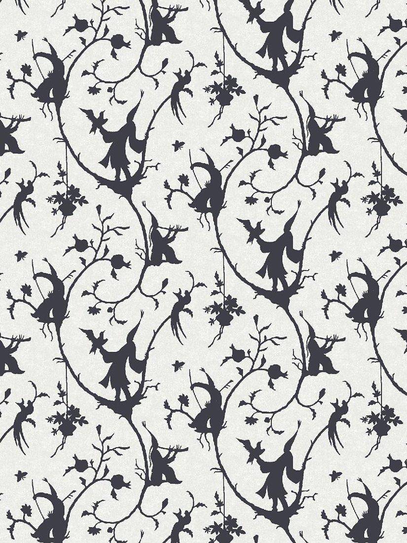 John Lewis Monochrome Treetop Fabric, Black/White