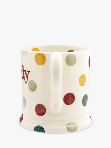 Emma Bridgewater 'Daddy' Polka Dot Half Pint Mug, 300ml, Multi - view 2, Multi