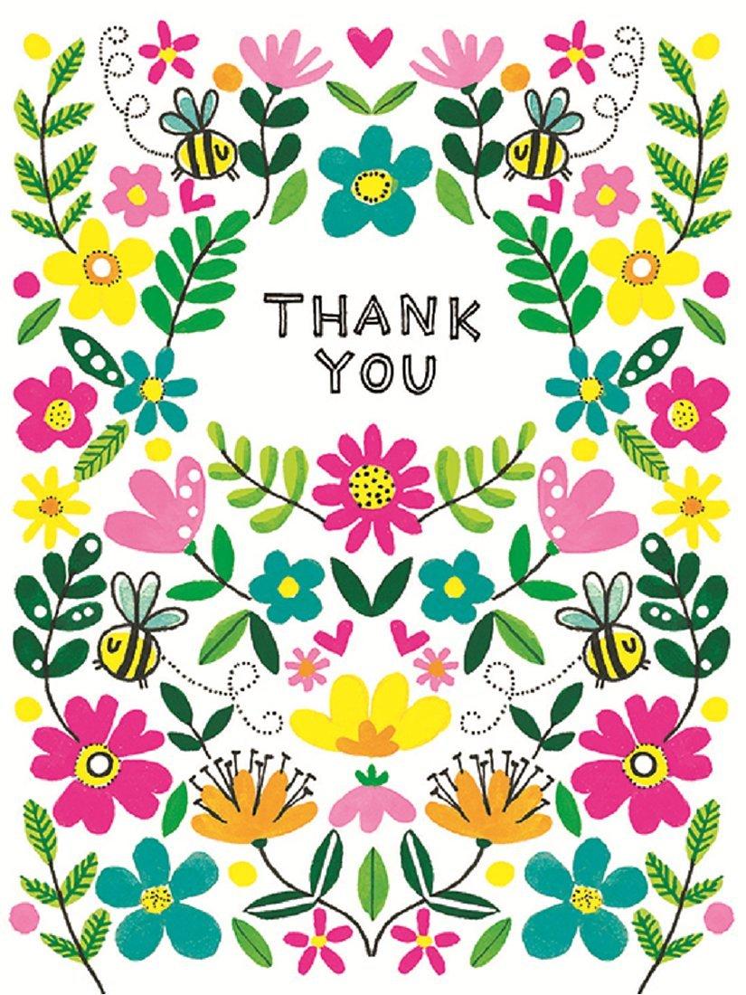 Rachel Ellen Floral Thank You Cards, Pack of 10, White/Multi