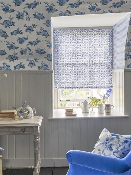 Designers Guild Craven Street Flower Furnishing Fabric - view 2, Woad