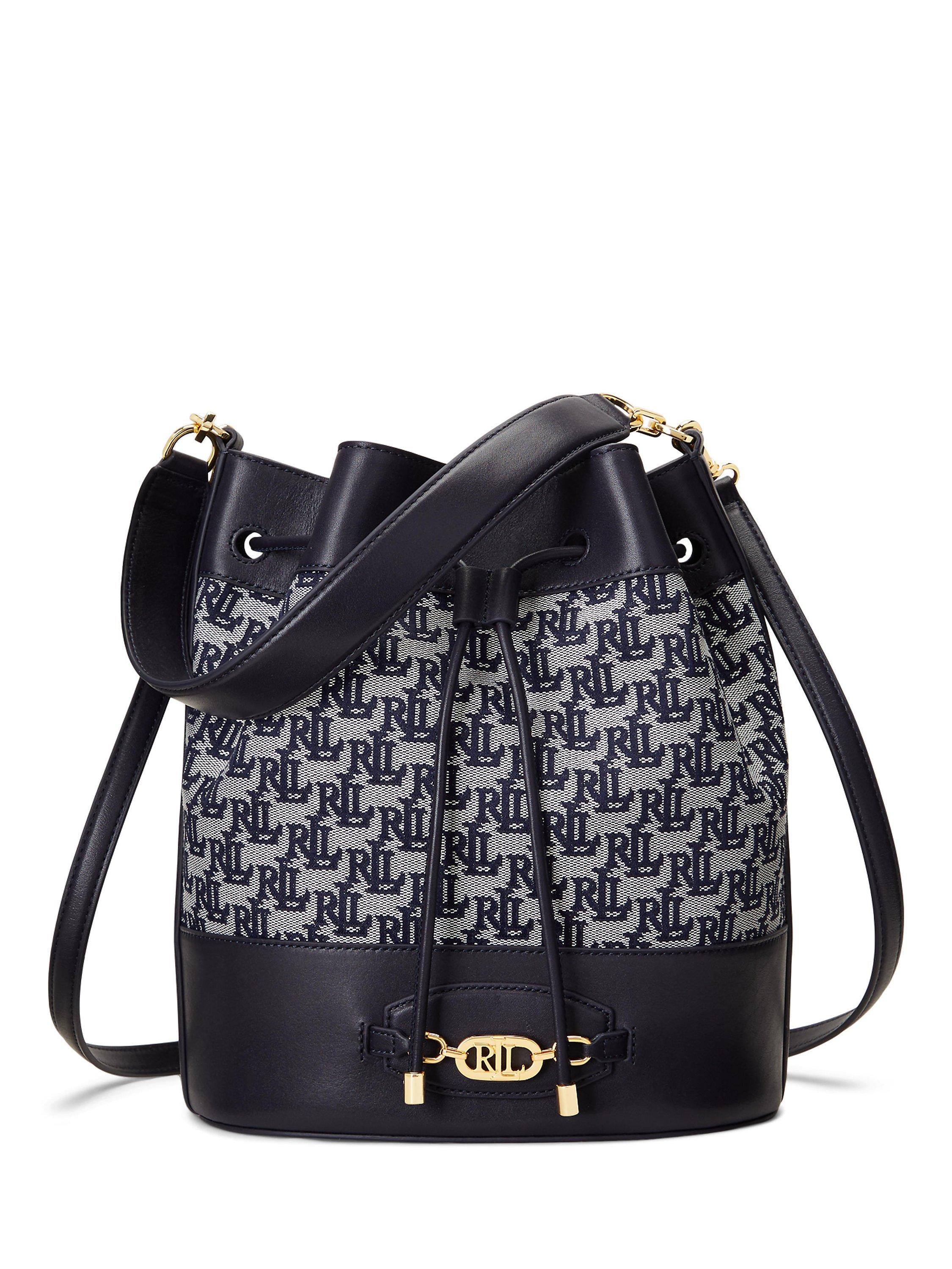 Lauren Ralph Lauren Andie Monogram Drawstring Bag, Lauren Navy