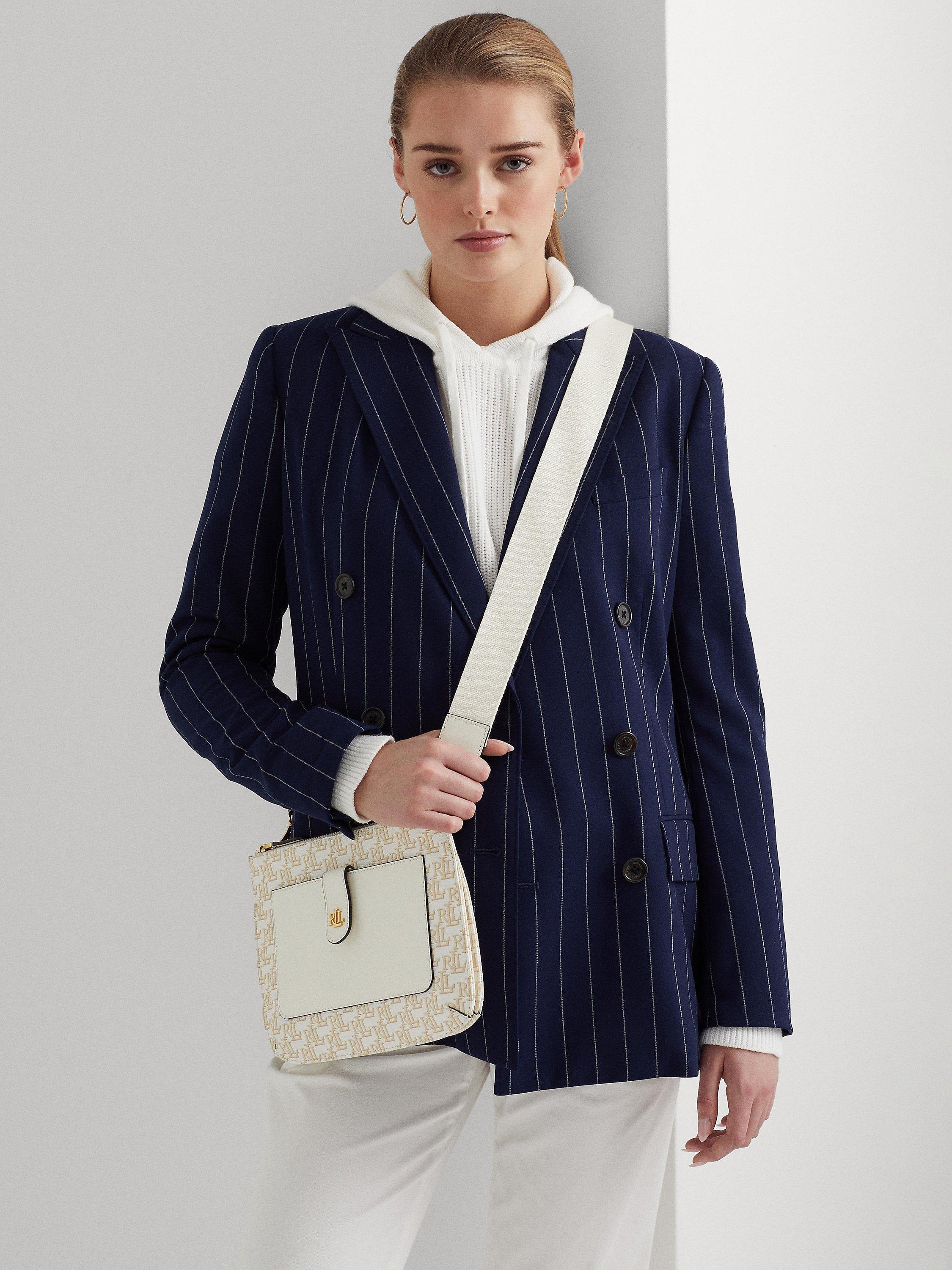 Lauren Ralph Lauren Jamey 27 Coated Canvas Cross Body Bag, White/Vanilla