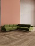 Swoon Almera 5 Seater Corner Sofa, Metal Leg, Easy Velvet Fern