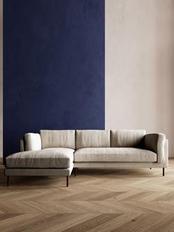 Swoon Munich Grand 4 Seater LHF Chaise End Sofa, Dark Leg - view 2, House Weave Chalk