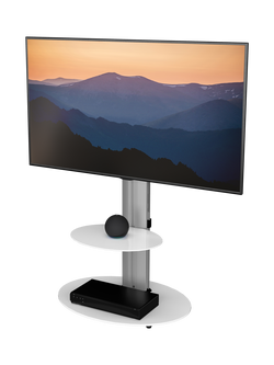 AVF FSL600 ENO Oval Pedestal TV Stand with Mount for TVs up to 55” - view 2, Silver/White
