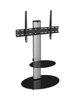 AVF FSL600 ENO Oval Pedestal TV Stand with Mount for TVs up to 55”, Silver/Black