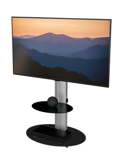 AVF FSL600 ENO Oval Pedestal TV Stand with Mount for TVs up to 55” - view 2, Silver/Black