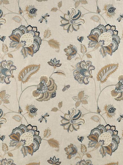 Colefax and Fowler Ashlar Cotton Blend Furnishing Fabric, Blue