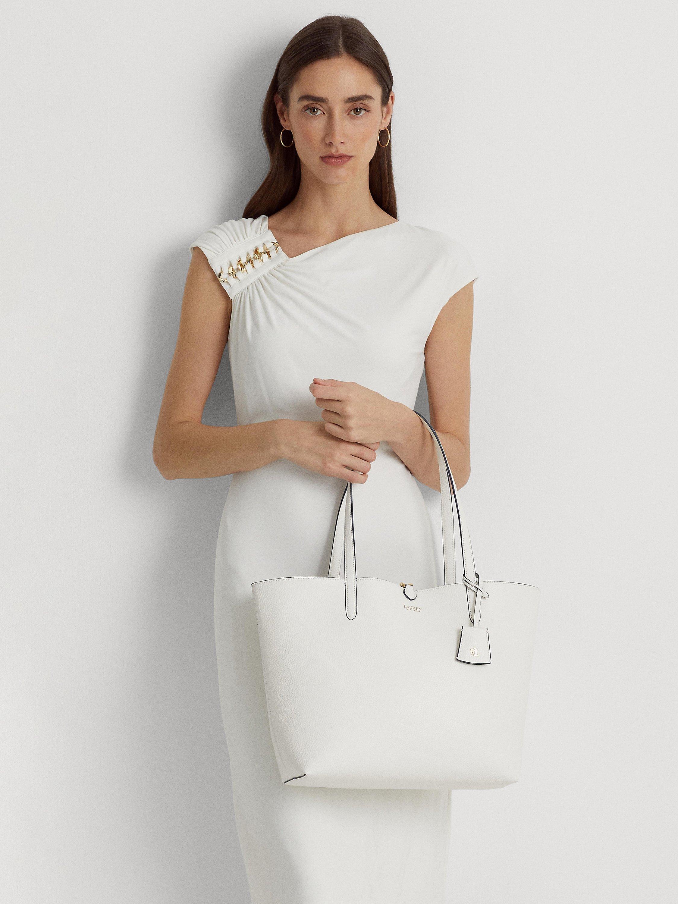 Lauren Ralph Lauren Faux Leather Print Reversible Tote Bag, Vanilla/Breeze Floral