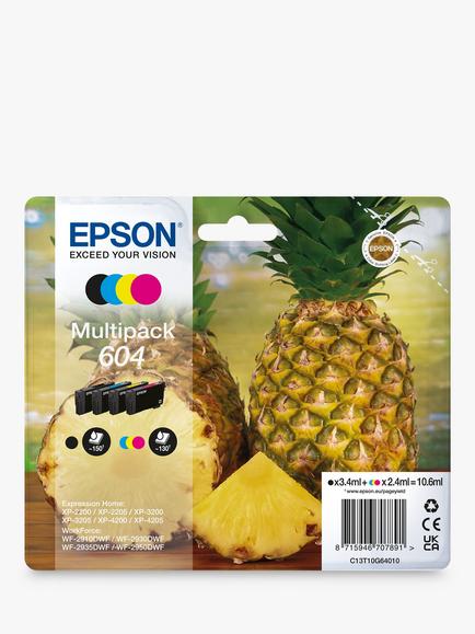Epson Pineapple 604 Inkjet Printer Cartridge Multipack, Pack of 4, Multipack