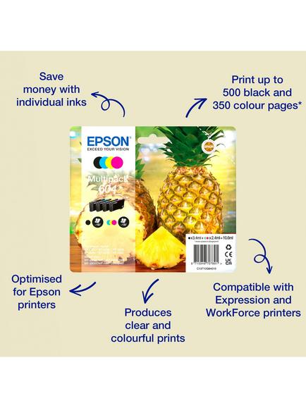Epson Pineapple 604 Inkjet Printer Cartridge Multipack, Pack of 4 - view 2, Multipack