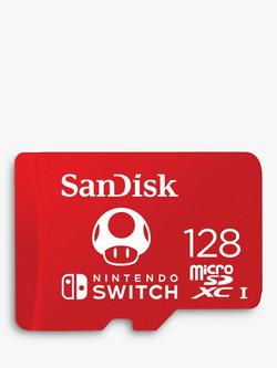 SanDisk microSDXC Card for Nintendo Switch, UHS-1, Class 10, up to 100MB/s Read Speed, 128GB, Red