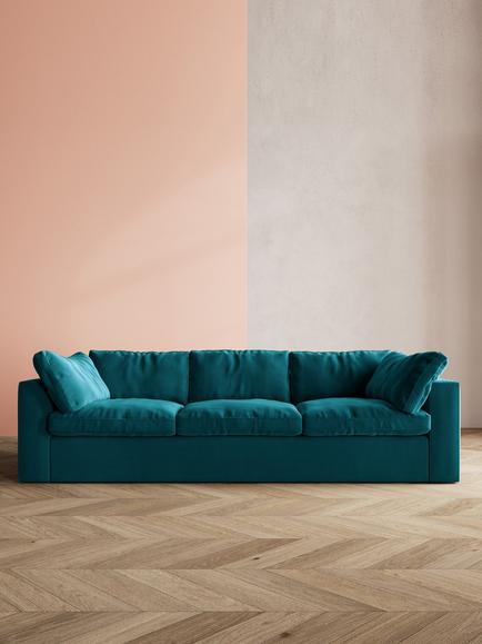 Swoon Seattle Large 3 Seater Sofa - view 2, Easy Velvet Kingfisher
