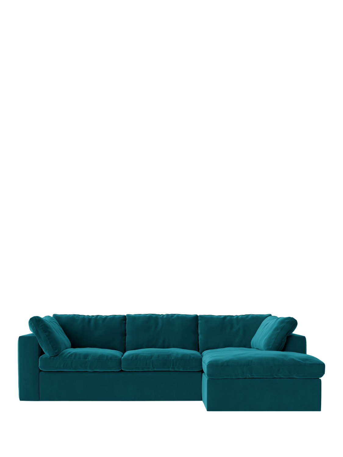 Seattle Range, Swoon Seattle Grand 4 Seater RHF Chaise End Sofa, Easy Velvet Kingfisher