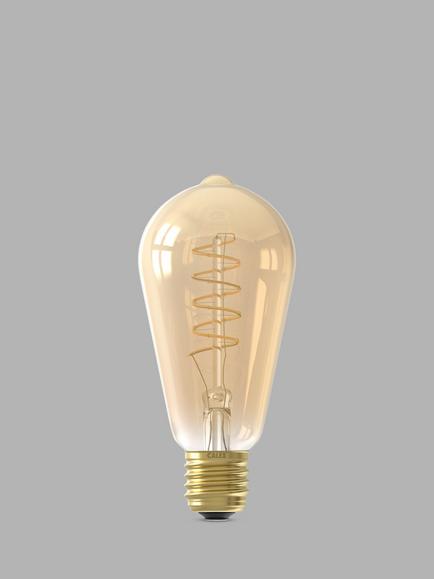 Calex 3.8W LED Curly Filament Dimmable ST64 Bulb, Gold - view 2, Gold