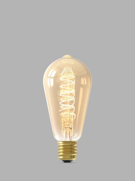 Calex 3.8W LED Curly Filament Dimmable ST64 Bulb, Gold, Gold